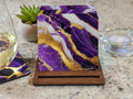 Purple and Gold Marble Print Coasters