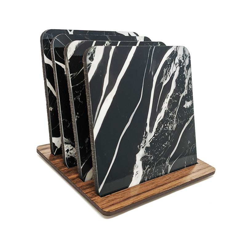 Black and White Marble Print Coasters