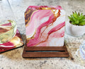 Pink and Gold Marble Print Coasters
