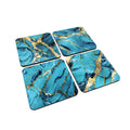 Teal and Gold Marble Print Coasters