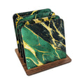 Green and Gold Marble Print Coasters