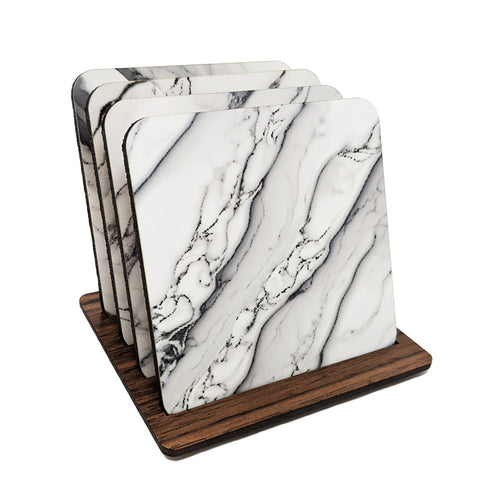 White Marble Print Coasters
