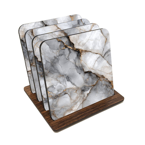 Gray Tone Marble Print Coasters