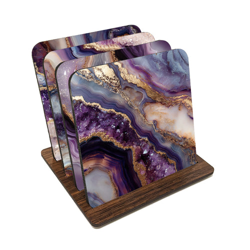 Purple Tone Agate Print Coasters